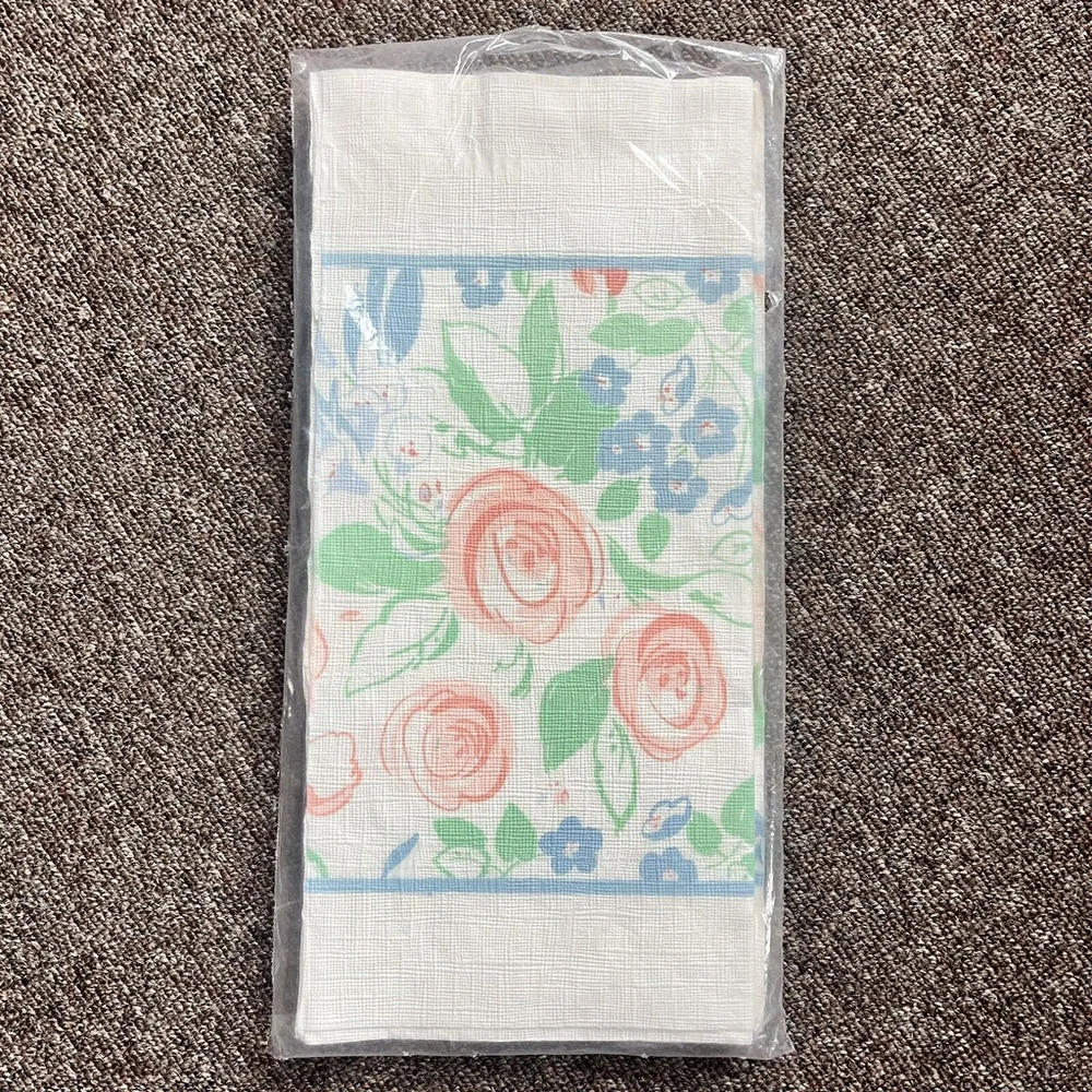 Vintage Hallmark Table Cover 54 X 102 Pink Blue Green Flowers New